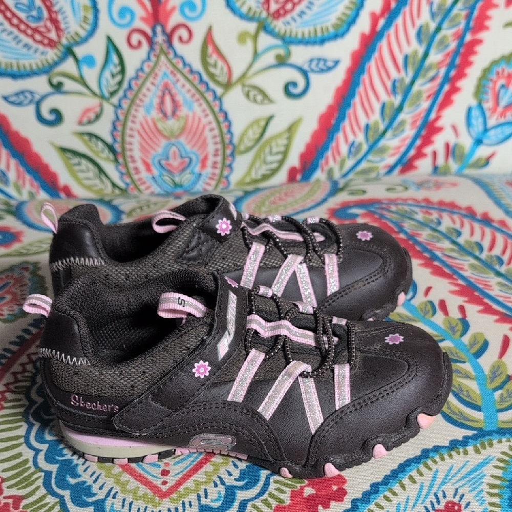 Skechers Black and Pink Sneakers with Durable Rubber Sole